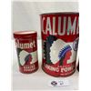 Image 2 : 4 Vintage Calumet Baking Powder Tins, 1 Large, 3 Small, All Different, Amazing Graphics