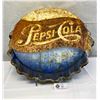 Image 1 : Authentic Original 1950's Pepsi Cola Bottle Cap 19" Embossed Sign, M-114 Stout Sign Co, ST. Louis Mo