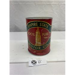 Nice Vintage Empire State 100% Pure Motor Oil 1 Quart, Cardboard, Dented Bottom