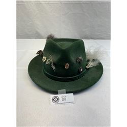 Vintage Lembert Hunting Hat With Stag Pins, Etc.