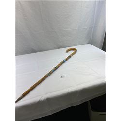 Vintage Walking Stick With Fourteen Emblems/Badges