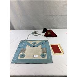 Vintage Masonic Apron, Fez And Ephemera