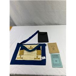 Vintage Masonic Apron With Pouch And Ephemera