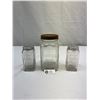 Image 1 : Vintage Embossed Nabob Brand Coffee Jar And 2 Ribbed Depression Glass Canisters