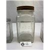 Image 2 : Vintage Embossed Nabob Brand Coffee Jar And 2 Ribbed Depression Glass Canisters