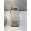 Image 4 : Vintage Embossed Nabob Brand Coffee Jar And 2 Ribbed Depression Glass Canisters