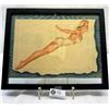 Image 1 : Vintage July 1944 Vargas Calendar Page, Double Sided Frame