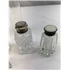 Image 3 : Antique Crystal Salt And Pepper Set And English Dresser Vial All With Sterling Lids