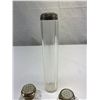 Image 4 : Antique Crystal Salt And Pepper Set And English Dresser Vial All With Sterling Lids