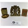 Image 1 : Antique Solid Brass Thermometer, England, Break In Glass, And Brass Match Box Holder