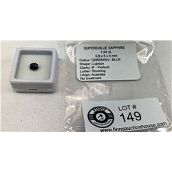 Blue Sapphire, 1.04 CT, Cushion Shaped Greenish Blue Sapphire, Australia, No Treatment