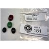Image 1 : Cabuchons Ready For Jewelry, Ruby: 14.4 CT, Emerald: 10 CT, Sapphire: 14.3 CT