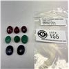 Image 1 : Rough Polished Gemstones, Ruby: 29.45 CT, Emerald: 25.05 CT, Sapphire: 22.35 CT