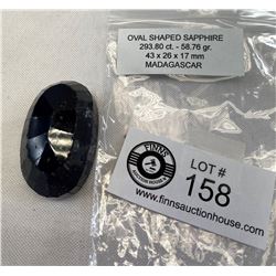 Oval Shaped Sapphire, 293.8 CT, 58.76g, 43x26x17mm, Madagascar