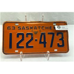 1963 Saskatchewan License Plate 122-473