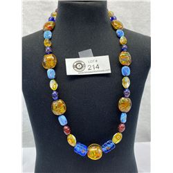 Murano Glass Necklace 24" .925 Clasp