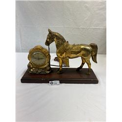 Vintage Brass Horse And Mantle Clock, As Found