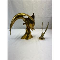 Nice Tall Brass Dolphin And Brass Eagle