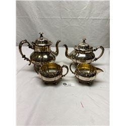 2 Nice Silver Plated Tea Pots Plus Cream And Sugar Bowl