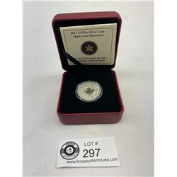 2013 $3 Fine Silver Coin, Maple Leaf Impression