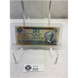 1979 Bank Of Canada $5 Bank Note In Note Holder