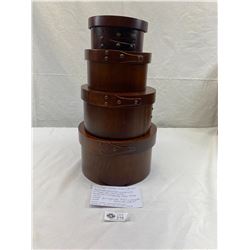 4 Vintage Wooden Shaker Boxes, Hand Made And Well Crafted With Finger Lap Construction