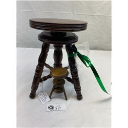 Vintage Salesman Sample Piano Stool With Working Swivel Seat Plus 1 Mini Piano Stool