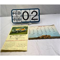 Vintage Lot Of Calendars, Automotive, Caterpillar, Wall, Etc.