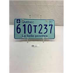 Nice Vintage Blue 1977 Quebec License Plate