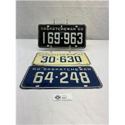 Nice Lot Of Saskatchewan License Plates, 1960-61-62
