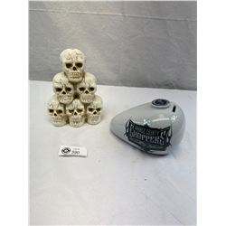Orange Country Choppers Piggy Back Gas Tank Plus Skull Pyramid Candle Holder
