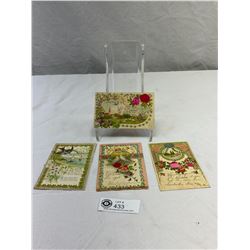 4 Early 1900's Floral/Relief Postcards