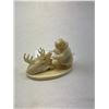 Image 2 : Superb Walrus Tusk Carving Of Inuit With Reindeer