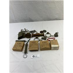 Small Box Lot Of Artillery Shells, Clips, Etc., None Live
