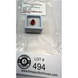 Pigeon Blood Red Ruby, 3CT, 11.55x6.95x4.8mm, Lab Created