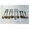 Image 1 : Meriden Brittania CO. Set Of 6 Enamel Spoons Marked 70% Plus 99% And 3 Sterling Souvenir Spoons