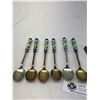 Image 2 : Meriden Brittania CO. Set Of 6 Enamel Spoons Marked 70% Plus 99% And 3 Sterling Souvenir Spoons