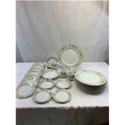Fine China Japan Pricilla Plates, Cups And Saucers, 8 Plates, 2 Plates Have Chips