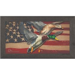 Patriotic Mallards Printed Glass