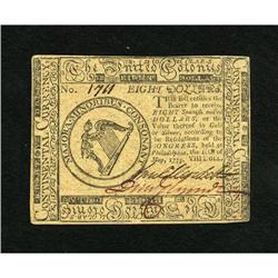 Continental Currency May 10, 1775 $8 Choice Abou