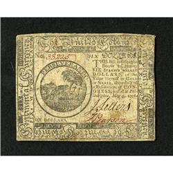 Continental Currency May 9, 1776 $6 Very Fine-Ex