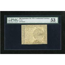 Continental Currency September 26, 1778 $60 PMG