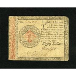 Continental Currency January 14, 1779 $80 Extrem