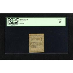 Connecticut October 11, 1777 5d Uncancelled PCGS