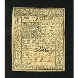 Delaware January 1, 1776 20s About New. A single
