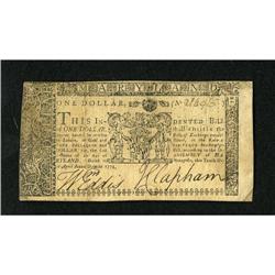 Maryland April 10, 1774 $1 Extremely Fine. A cri
