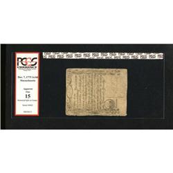 Massachusetts December 7, 1775 1s/4d PCGS Appare