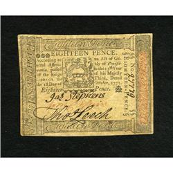 Pennsylvania October 1, 1773 18d About New. A li