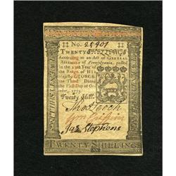 Pennsylvania October 1, 1773 20s Choice About Ne