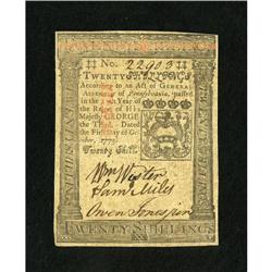 Pennsylvania October 1, 1773 20s About New. A li